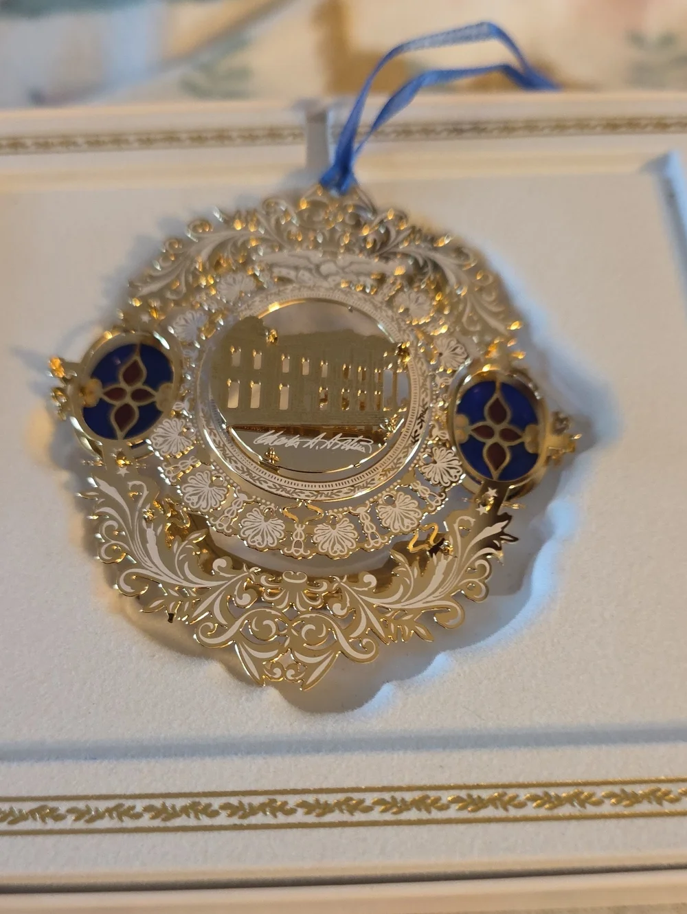 The White House Gold & Blue Christmas Ornament - 2006